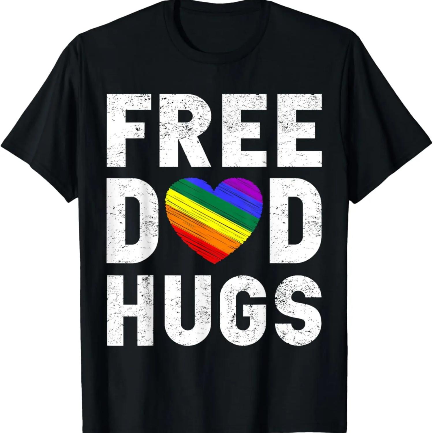 

LGBT Pride Free Dad Hugs Funny Fathers Father s Day T-Shirt XXXXXL чорний