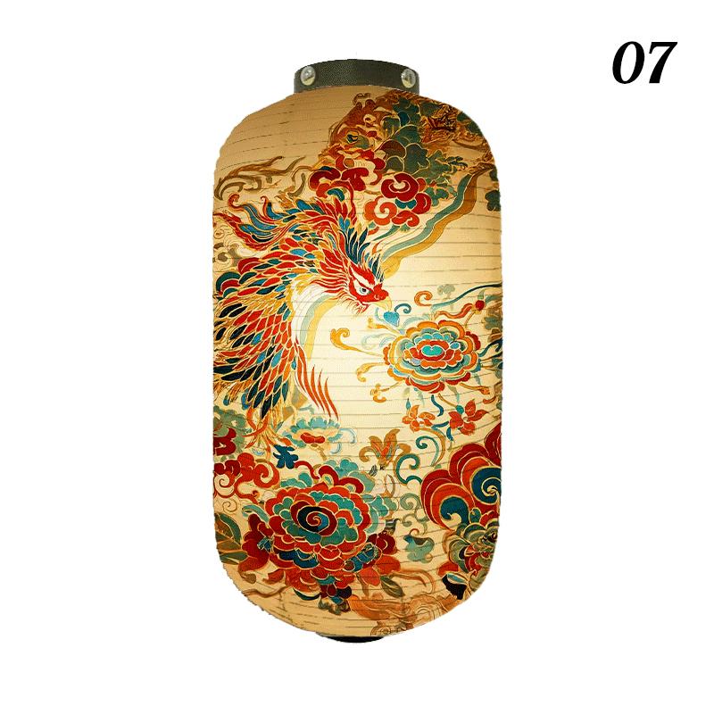 Oriental Style Festival Cloth Lanterns Antique Phoenix Printed Lantern Sushi Cuisine Advertising Sign Party Decoration Ornaments