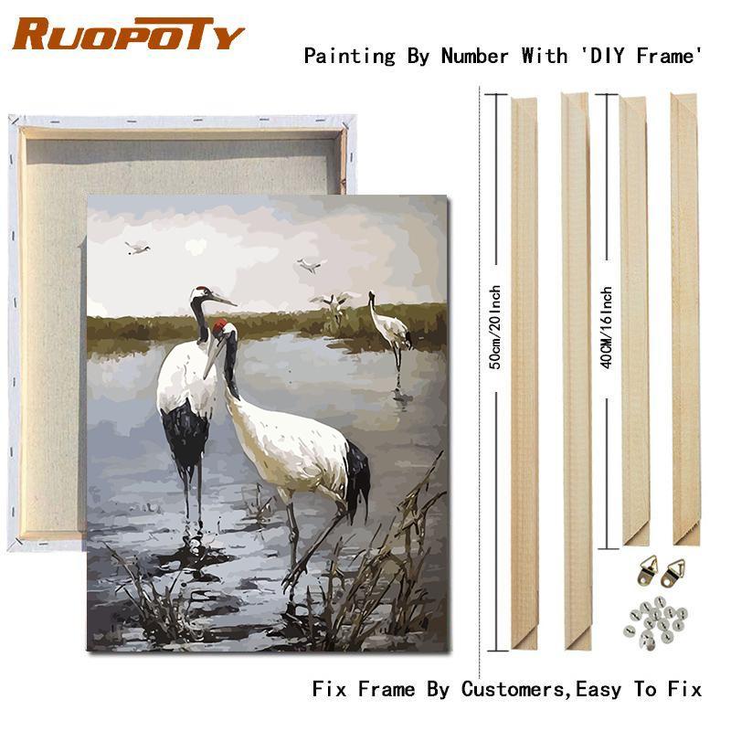 RUOPOTY DIY Oil Painting By Numbers Flower Bird Picture Wall Art Picture By Numbers Animal Unique Gift For Living Room