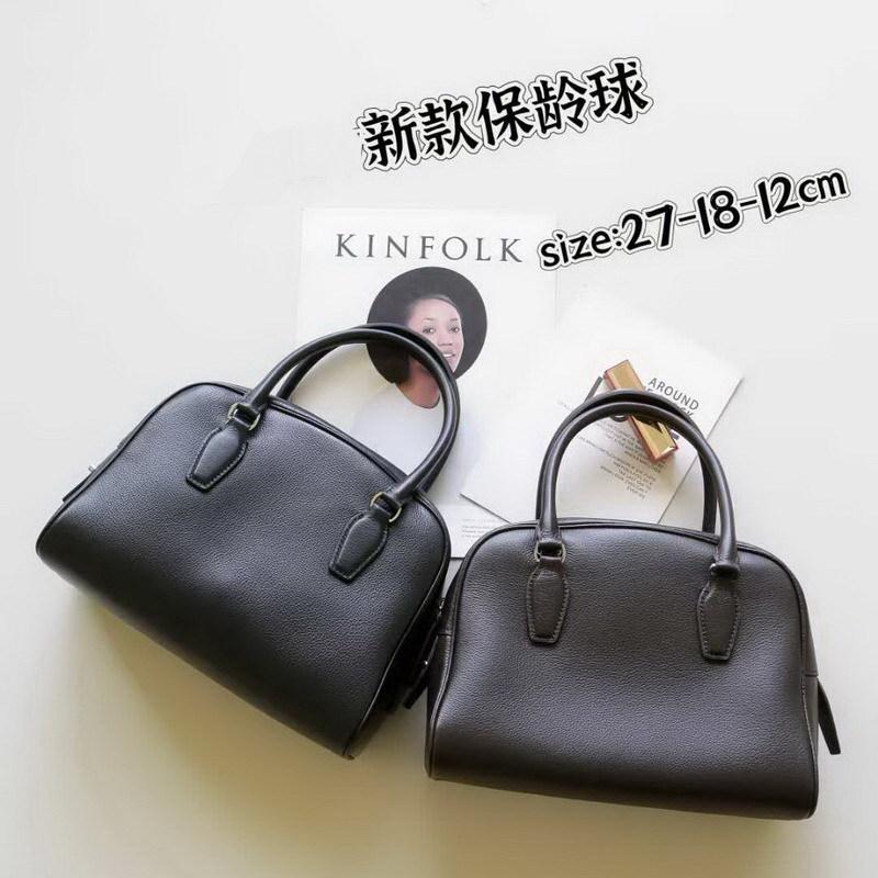 2026 New Genuine Leather Women's Bag Top Layer Cowhide Pillow Bowling Hand-held Single Shoulder Diagonal Cross Cross-border