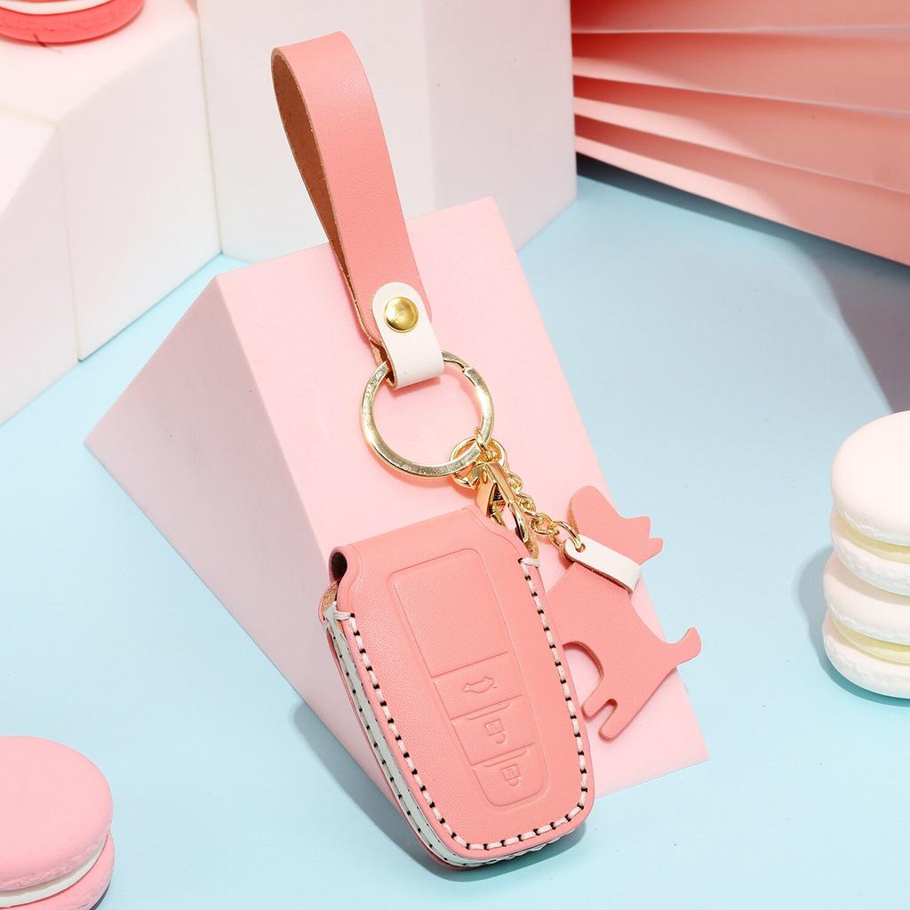 GUSHIBEI Pure Beauty Autoschlüsselhülle für Toyota, Rindsleder