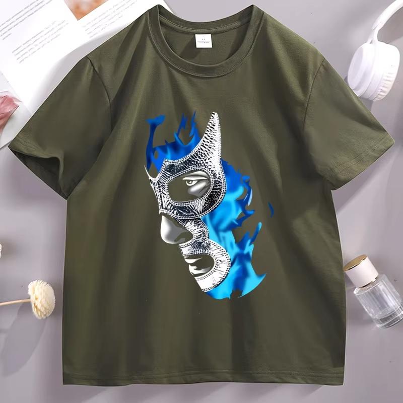 Cotton Mexican Wrestler Demon-Blue Tshirt Men's Designer Cotton T Shirt Cool Comfortable Short Sleeve T-shirt Male Clothes Tops