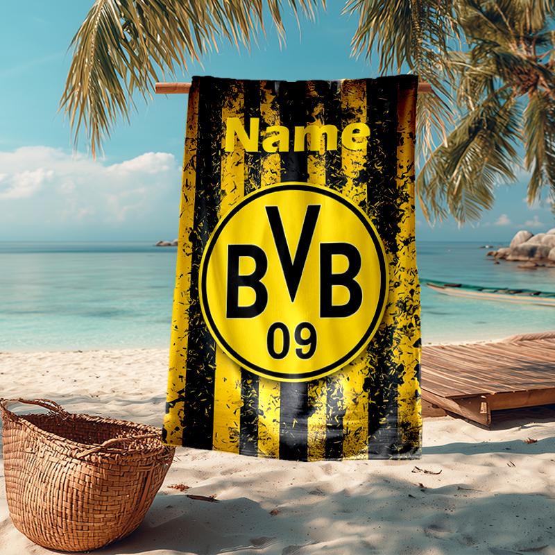 Custom Name Ultra-Soft Beach Towel with BVB Theme,Ideal for Pool - Camping, Diving - Perfect Travel Essential, Vibrant Beach Towel.