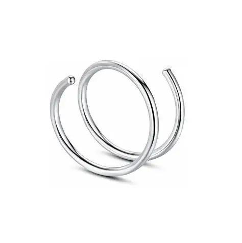

Fashion Accessories Stainless Steel Single Pierced Spirals Nose Ring Simple Earring Lip Layered Double Ring Nose Ring Hoop Gifts Earrings серебряный