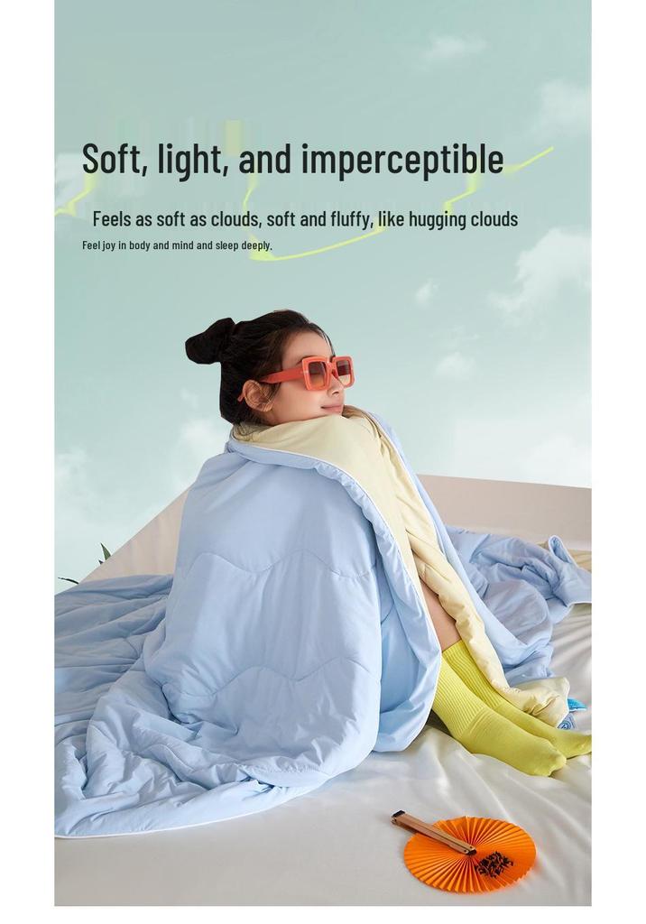 Class A Deep Sleep Cooling Quilt - Ice Silk Soy Fiber, Single/Double, Gift Box Set