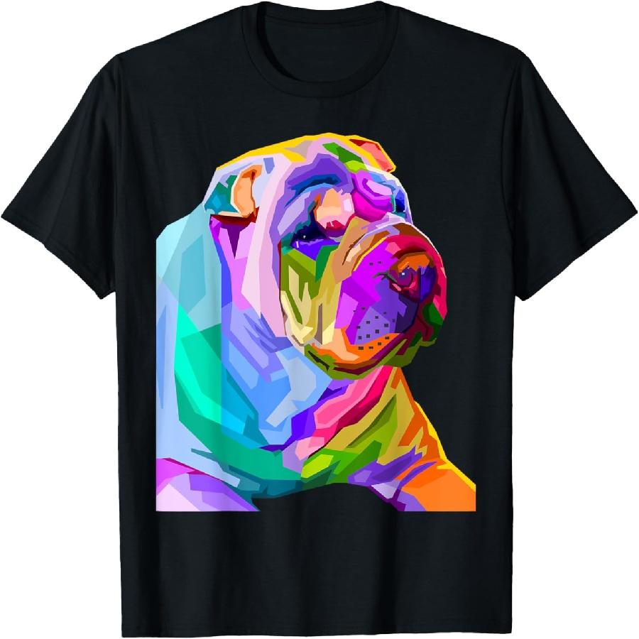 Shar-Pei Pop Art Colorful Portrait for Dog Owners T-Shirt S
