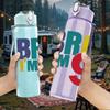 1PC Bro Im Nine Bold Letter 750ml Color Plastic Sports Water Bottle Leakproof Flip Straw Lid Suitable for Sports Office Home Use