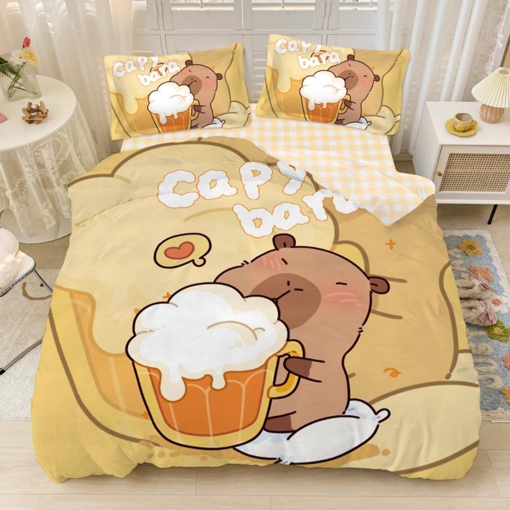 Cute Capybara Duvet Cover Pillowcase Bedding BoyGirl Bedroom Decoration Children-Gift Single Double Large SizeZip Duvet Cover