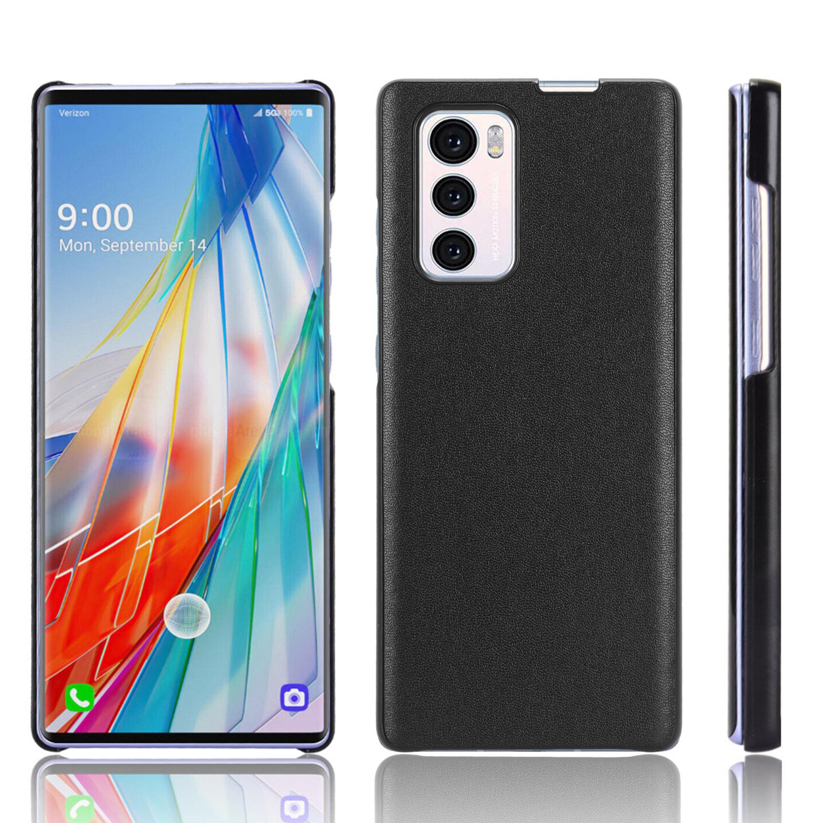 

For LG Wing 5G PU Leather Coated PC Phone Case Drop-proof Smartphone Cover Orange