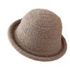 Solid color wool knitted bucket hat women's winter warm crimped hat versatile basin hat solid color bucket hat tide