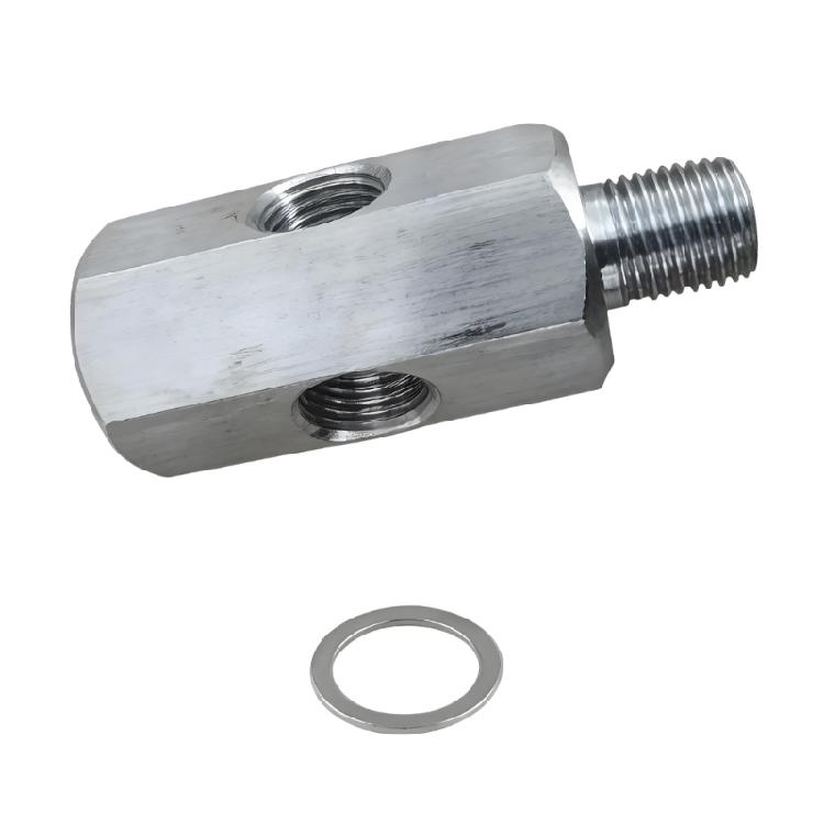 Multiple Port Oil Pressure Adapter M10X1.0 Double Threads & 1/8 NPT Side Port Steel Oil Sensors Connector for Custom Setups