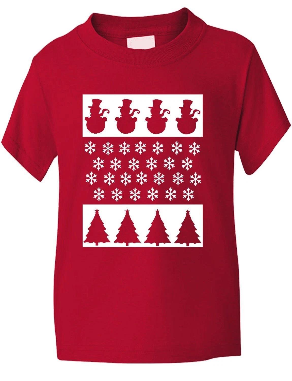 Christmas Scene Snowman Funny Boys Girls T-Shirt Christmas Gift Age 1-13 4XL