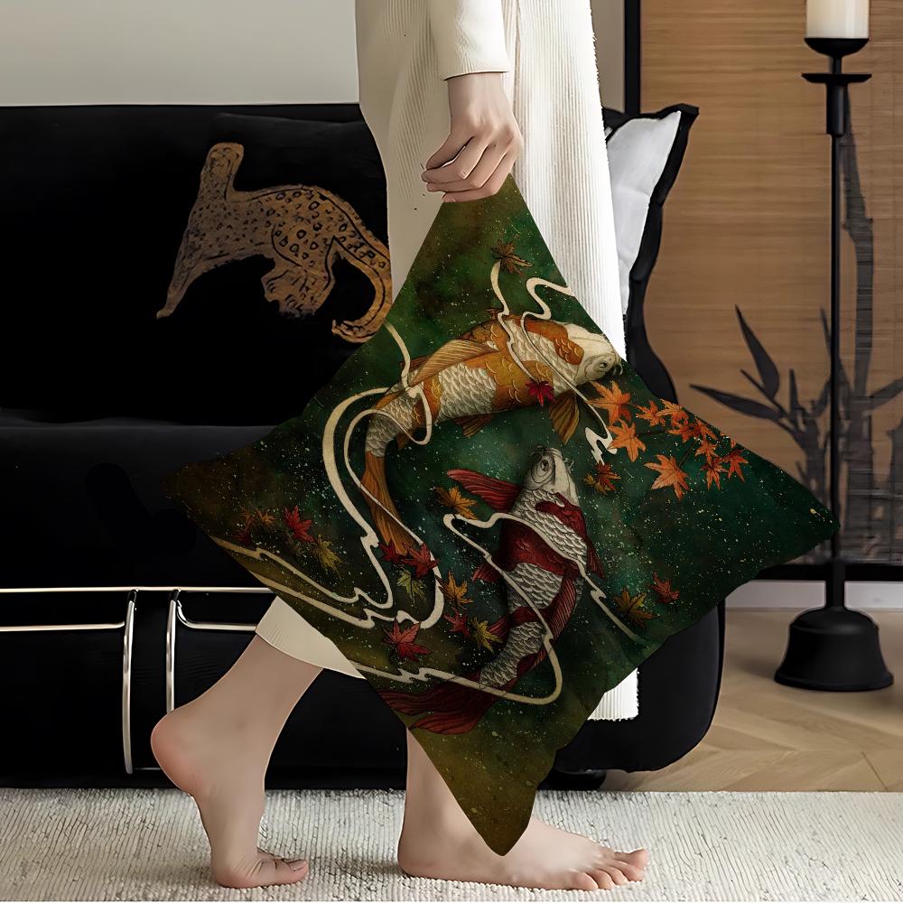 Koi Fisch Ahorn Design Kissenbezug Glückliche Herbsternte Dekoration Feiertagsdekoration Kissenbezug