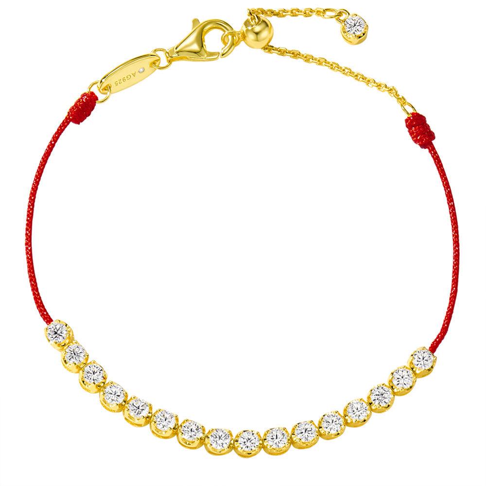 Bubble Diamond S925 Silver Red String Bracelet with 5A High Carbon Diamonds - Year of the Horse Jewelry for Women