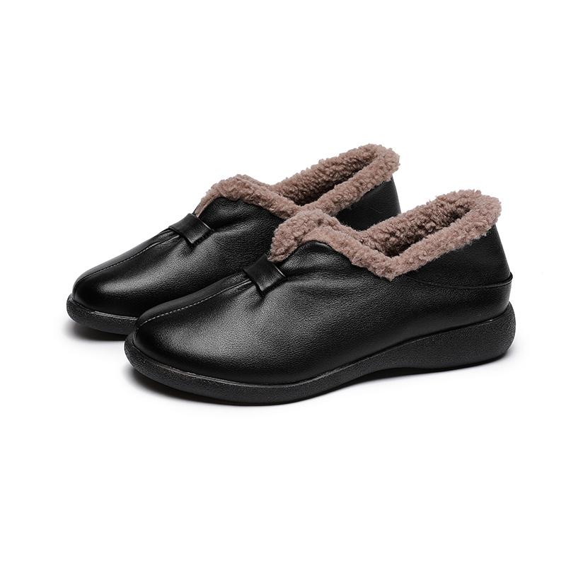 Fashion GKTINOO 2024 Shoes Women Winter Warm Wool Genuine Leather Flat Shoes Casual Loafers Slip On Women's Flats Shoes Moccasins Lady