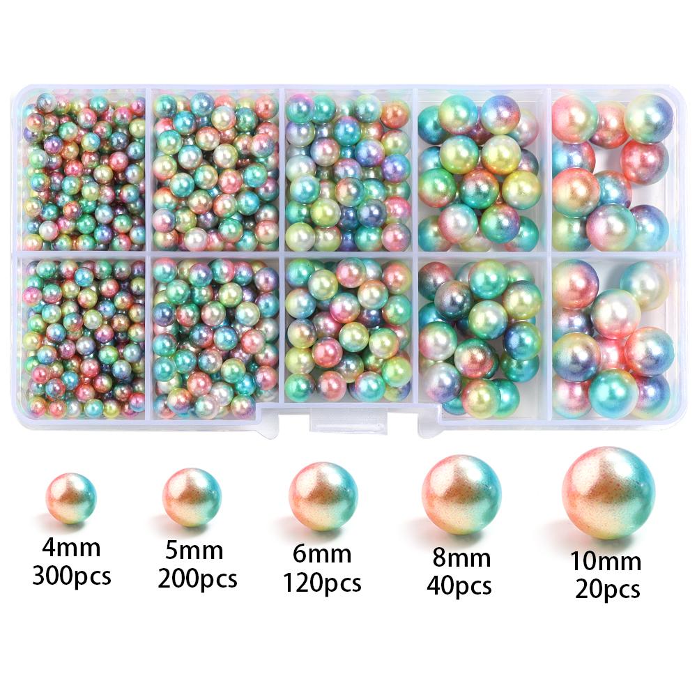 10Grids 4/5/6/8/10mm ABS Imitation Pearl Beads Kit Gradient Color No Hole Round Loose Beads For DIY Jewelry Making Accessories