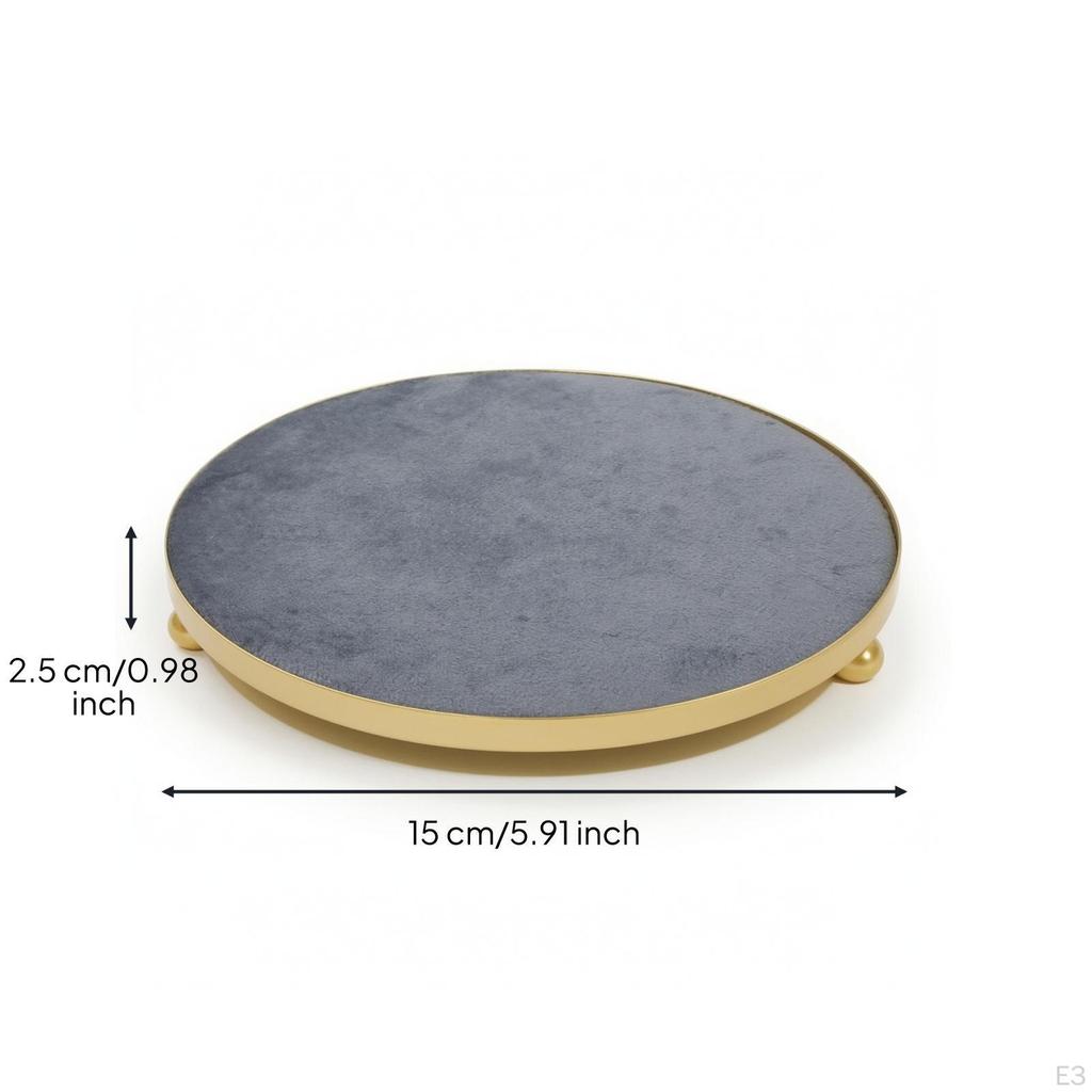 Jewelry Display Tray Round with Metal Rim Soft for Boutique Counter