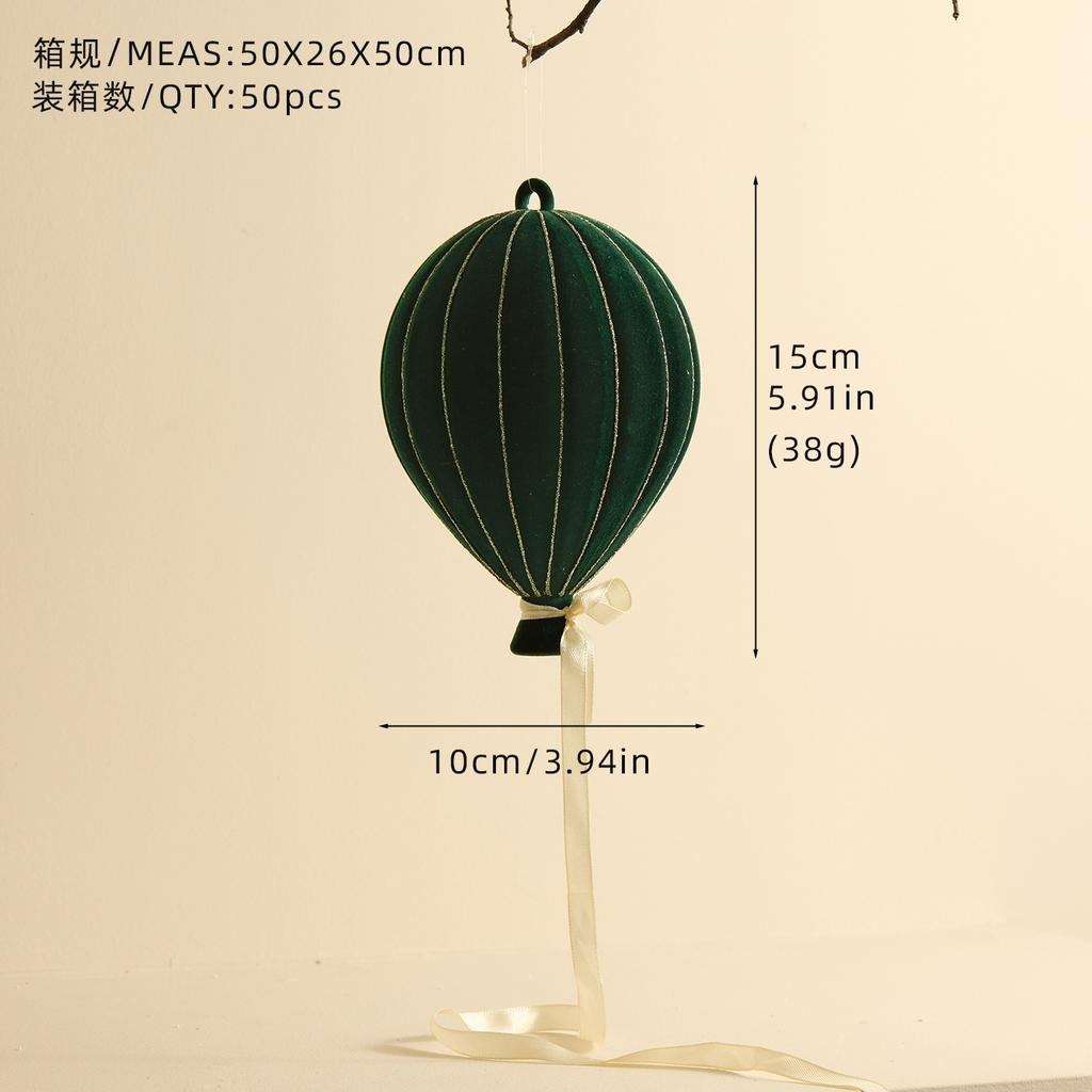 Christmas Hot Air Balloon Pendant - Burgundy Champagne Hand-Painted Ball Ornament for Tree Decor, Artistic Holiday Decoration