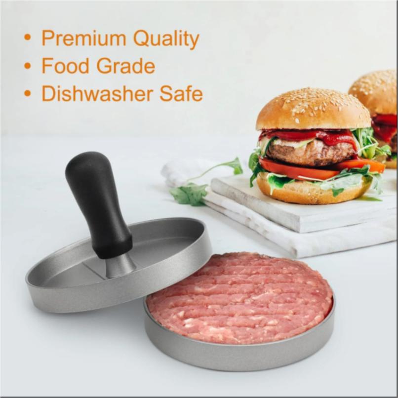 Burgerpress Non-Stick Hamburgare Patty Maker med Vaxpapper Aluminium Burgermakare för Kök BBQ Grill