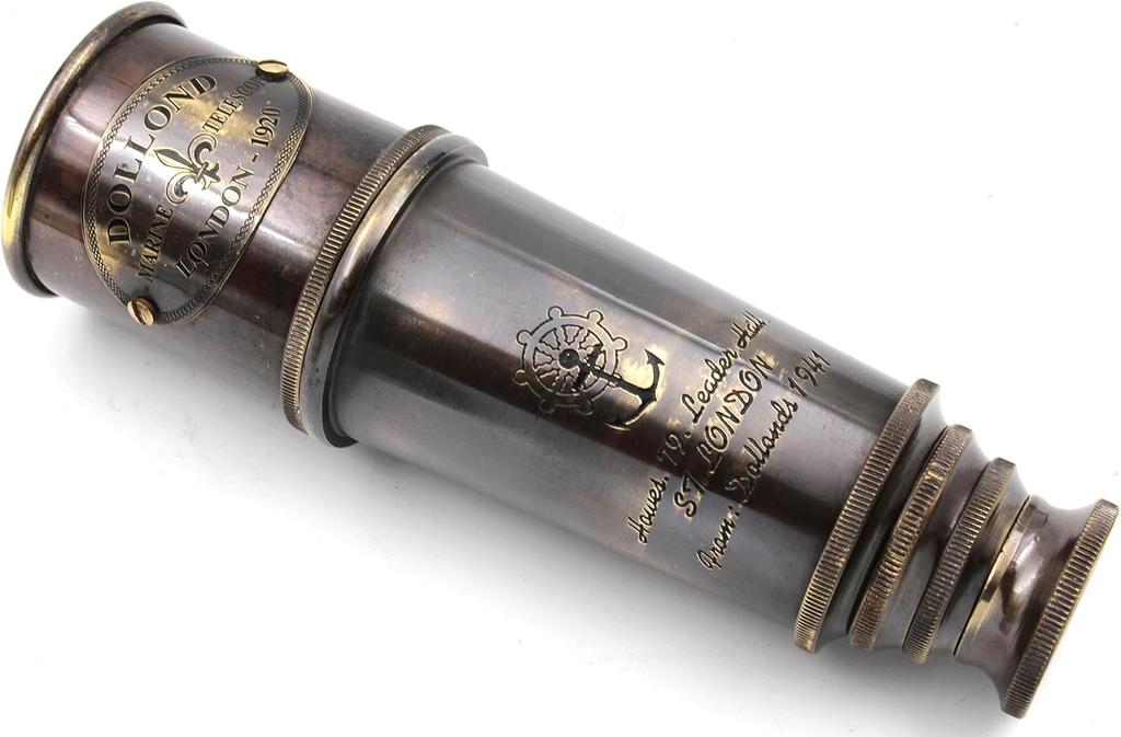 1920 Brass Maritime Vintage Telescope  Handheld Pirate Spyglass with Leather Case  Nautical Monocular for Collectors, Hiking, Gift 15 Inch  Expandable