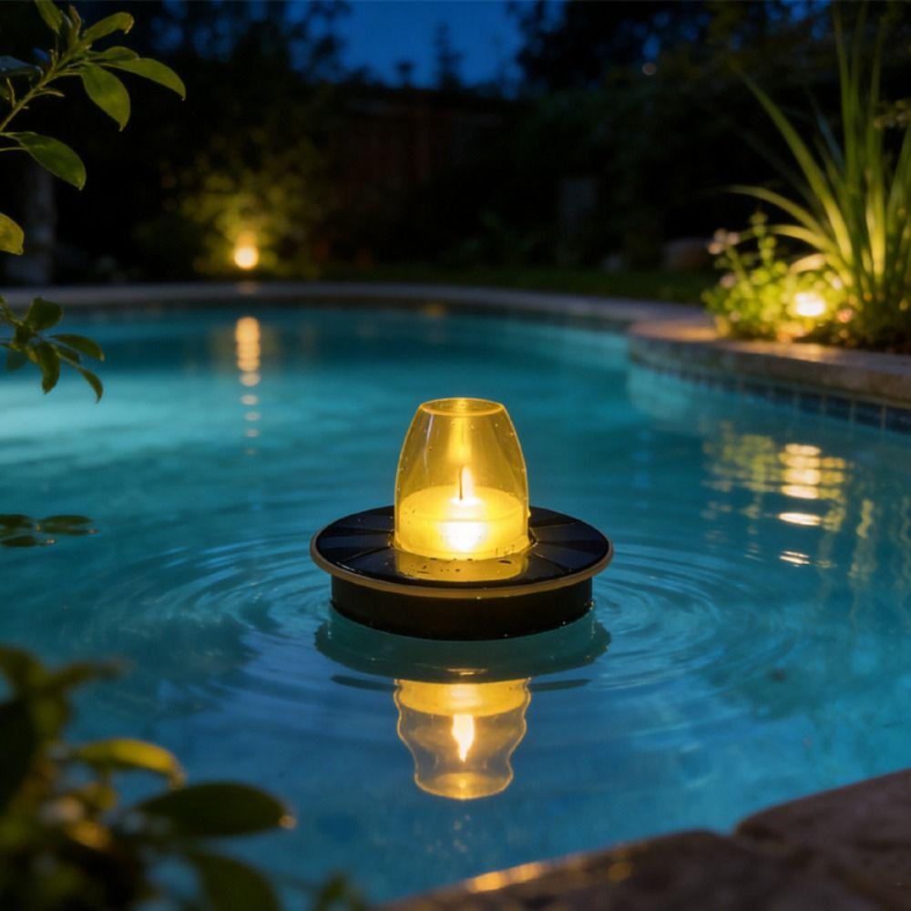 Waterproof Floating Candle Light Buoyant Luminous Buoyant Luminous Water Decor Simulated Flame Amber Cover