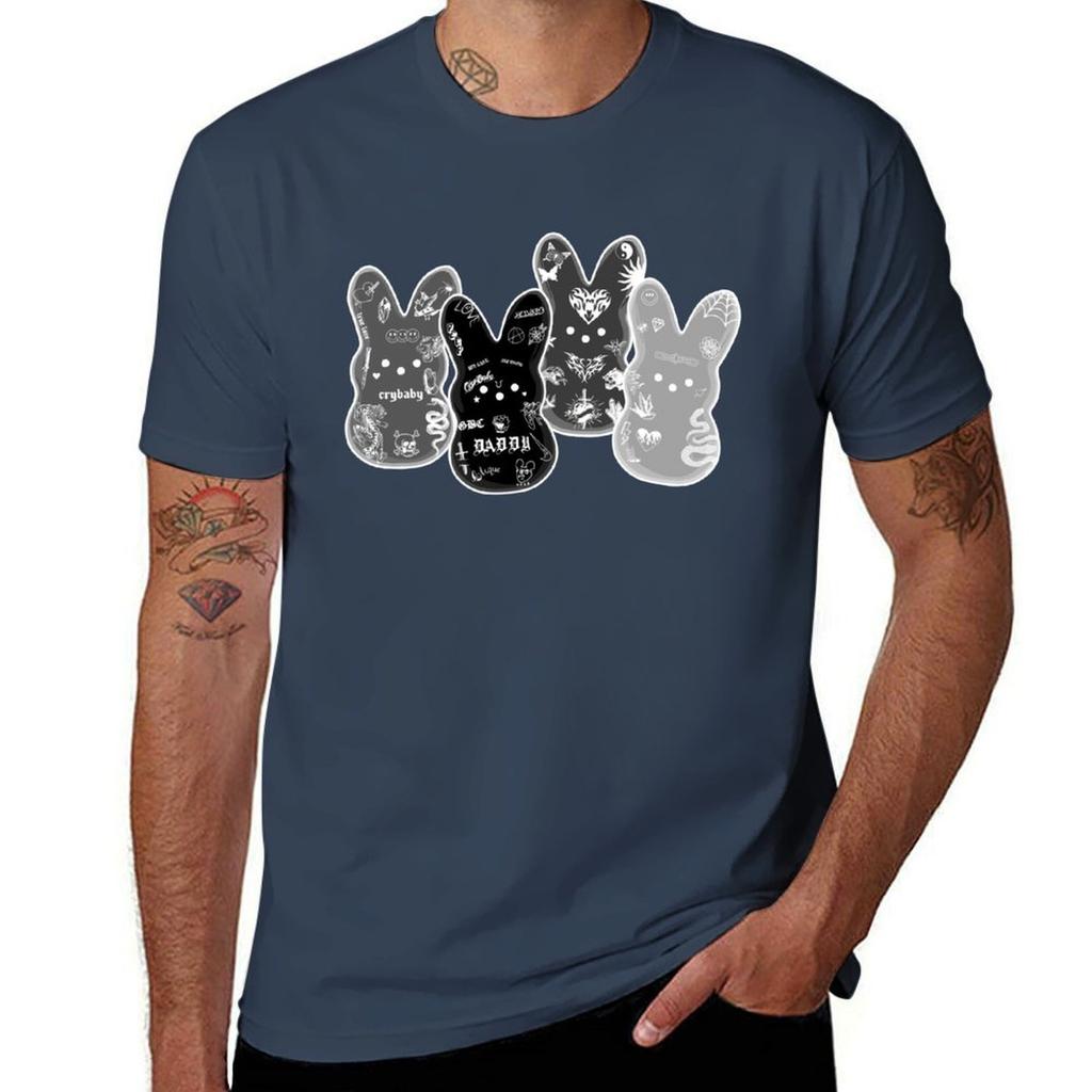 Tattoo Peeps Inverted Greyscale Tshirt Retro Style Print Casual Top Tshirt