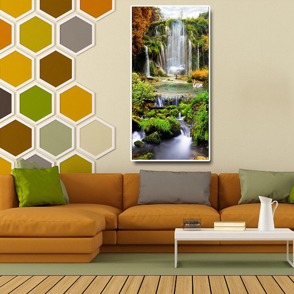 DIY Diamond Painting Waterfall Landscape Full Round Drill Diamond Embroidery Mosaic Cross Stitch Mountain Wall Art Home Decor