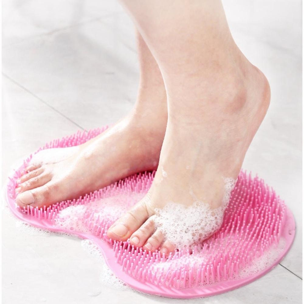 Shower Foot Scrubber Mat Back Washer Exfoliating Bath Wash Pad Wall Mounted Slip Suction Cups for Use In Cleaner Men and Women