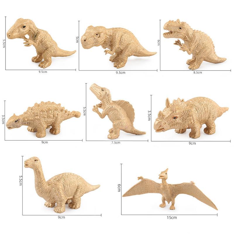 Realistic Dinosaur Model Collection Of 8 Pieces Golden Edition Including Velociraptor Triceratops