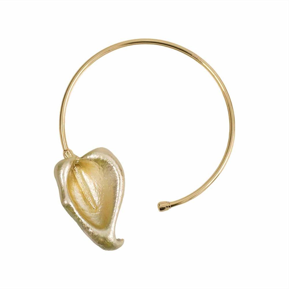 Bohemian 3D Flower Metal Choker Leaf Gold Jewelry  Banquet Party Accessories Style 2