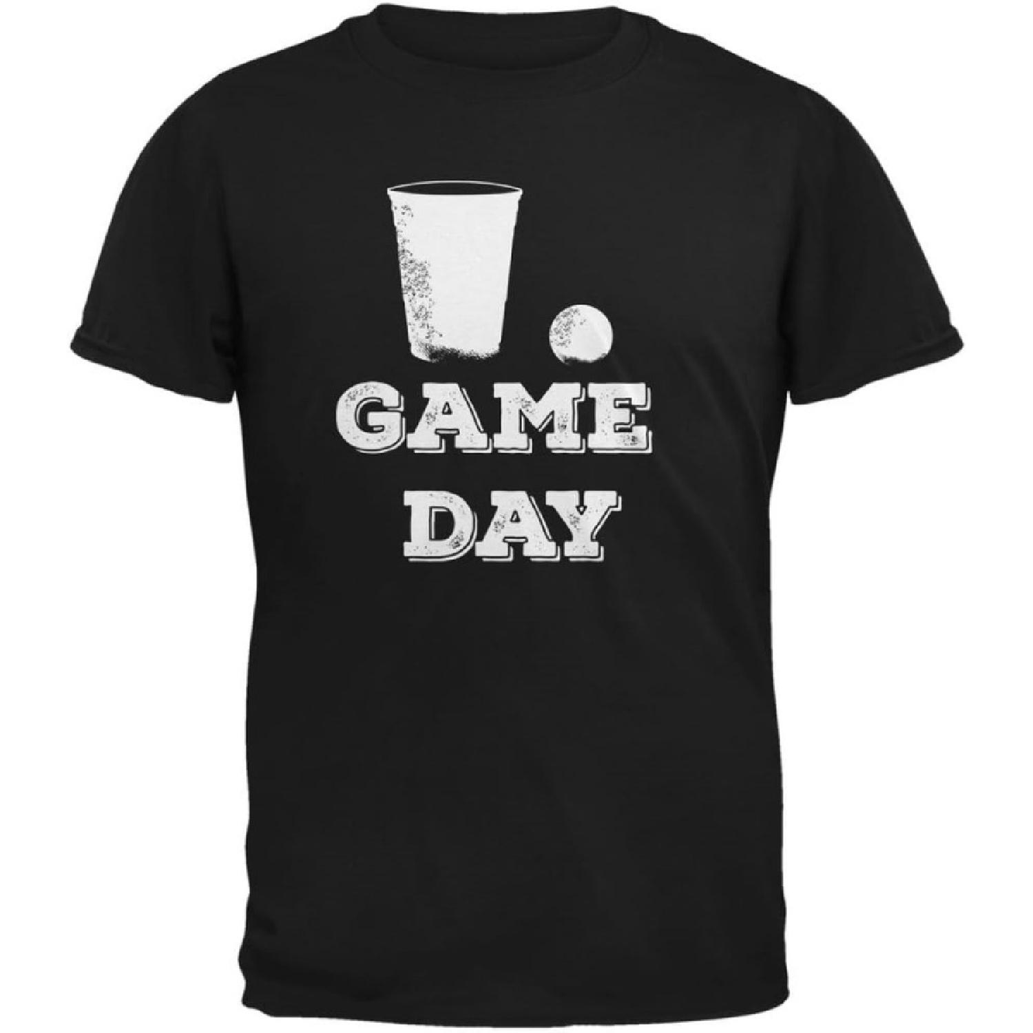 Game Day Beer Pong Black Adult T-Shirt S