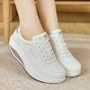 Women Platform Casual White Leather Elevator Shoes Thick Sole Height Increase Sneakers