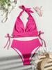 2024 Sanya Sexy Solid Lace-Up Halter Bikini Women's Swimsuit Hot Style