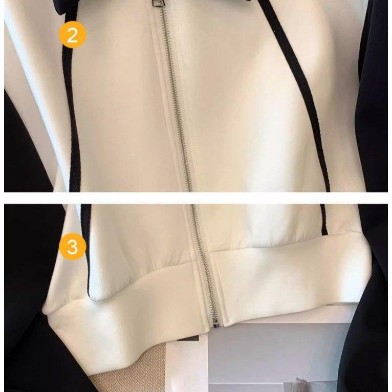 Casual Sweatshirt Cardigan Jacket Autumn Dress Women's Retro Fashion Age Reduction Contrast Long Sleeve Top Tide