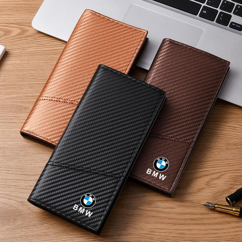 Leather Car Logo Men Long Wallet Gift Card Ticket Storage Bag For BMW X3 X5 M5 M3 E46 E90 E60 F10 F30 E36 G30 E87 E70 E30 G20 cybf04
