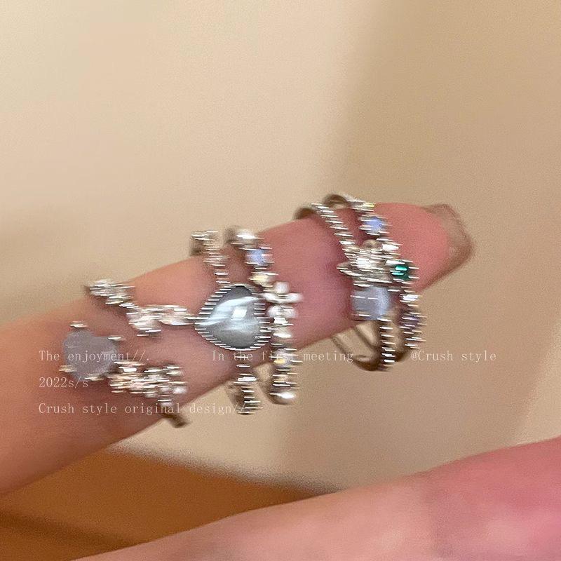 Aquamarine Heart Zircon Adjustable Moonlight Women's Ring - Luxury Design