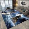 1pc 2D Flat Howling Wolf Moon Mountain Landscape Flannel Area Rug Non Slip Nature Art Carpet For Living Room Bedroom Decor