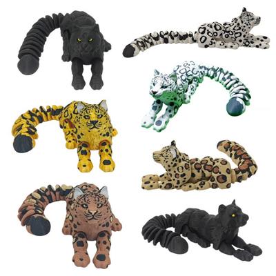 3D-gedruckte Schneeleoparden-Figur Bewegliche Gelenke Leoparden-Figur Stressabbau Wildtier Fidget Toy Heim-Büro Schreibtisch Dekoration Schmuckstück