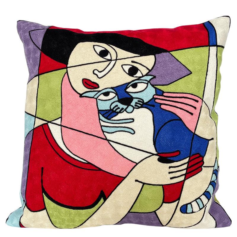 Abstrakcyjny Van Gogh Miau Pełny Haft Haft Picasso Poszewka na Poduszkę Przyłóżkowa Poduszka do Samochodu