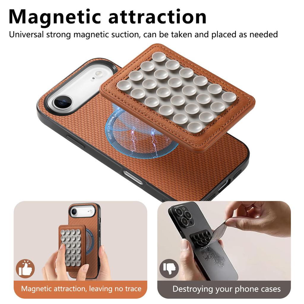 Etui na iPhone Air z teksturą włókna węglowego, skórzany tylny panel z magnetyczną odpinaną przyssawką