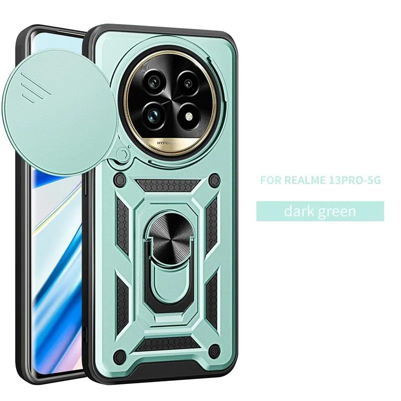 

Для Realme 13 Plus 5G Case Armor Протиударна задня кришка для Oppo Realme13+ 5G 13 Pro Plus Reno12Fs Магнітне кільце Тримач Кришка-підставка Realme 13 Plus 5G зелений