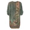 Women's Round Neck Casual Long Sleeve Plush Gradient Vintage Floral Print Dresses