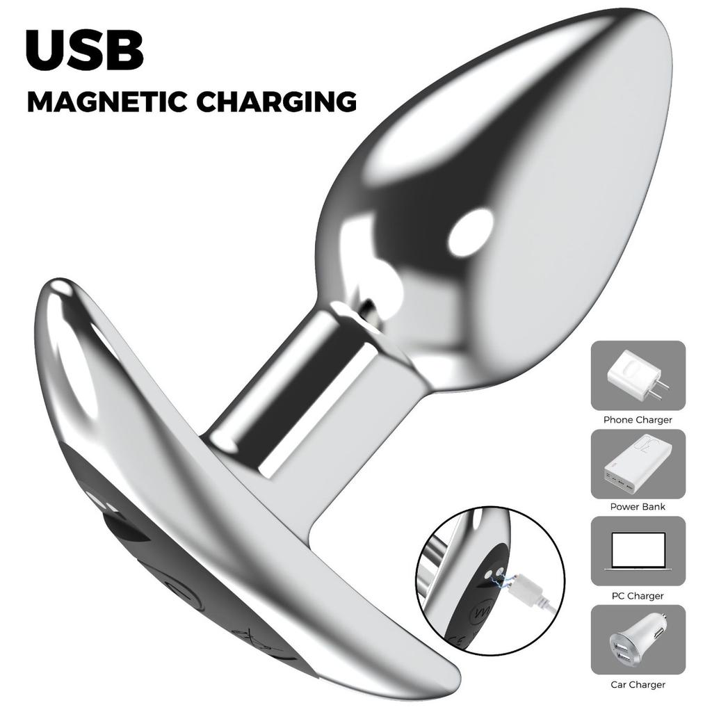 Metal Anal Plug Vibrator Butt Plug Prostate Massager Multi-frequency Vibration Masturbation Sex Toy for Men Women Remote Control