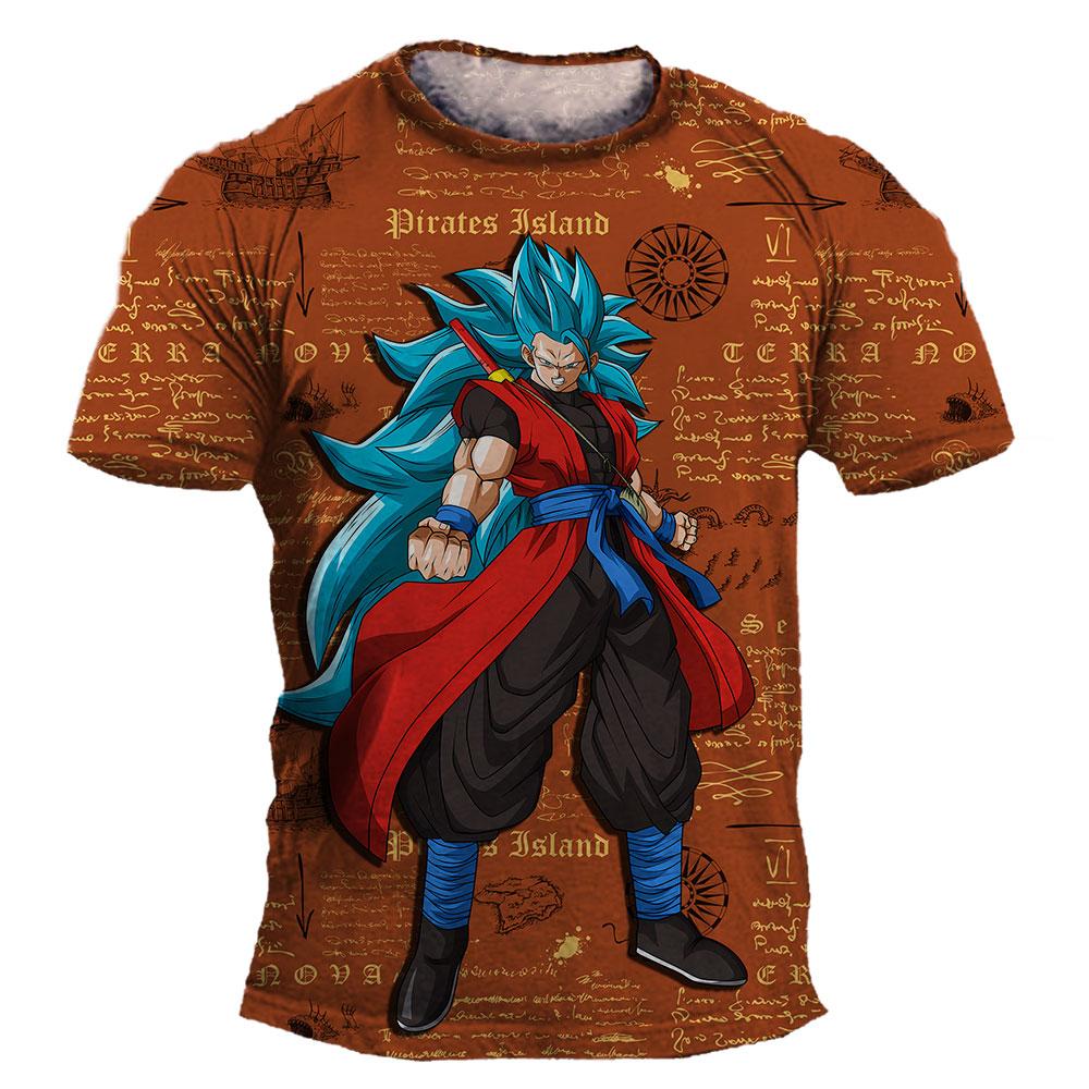 3-14Å Barn Goku Vegeta T-shirts Pojkars Dragon Ball Z T-shirts Lös T-shirt Anime T-shirt Tecknad Toppar Barn Sommar Pojke Kort Ärm
