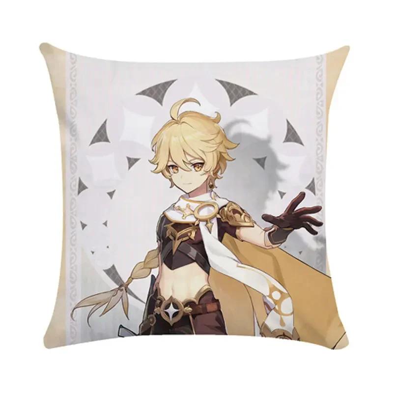 40/45/50cm Genshin Pillowcases Dormitory Sofa Bedside Cushion Cover Cartoon Anime Home Decor Throw Pillow Case