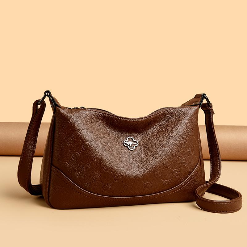 Embossed Crossbody Bag Women's Single-shoulder Bag Middle-aged Women's Mother Bag