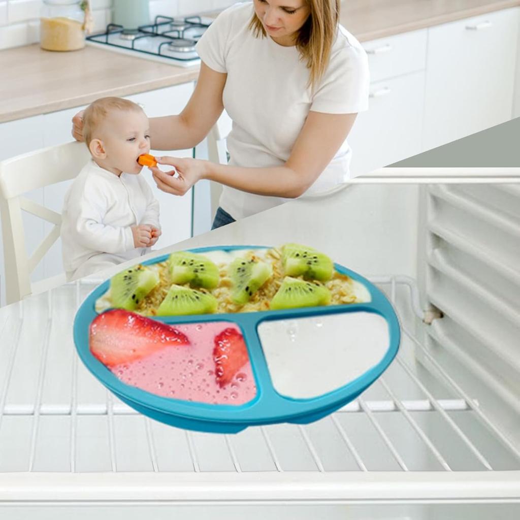Silicone Baby Plate with Suction Cup + Cutlery Spoon Fork