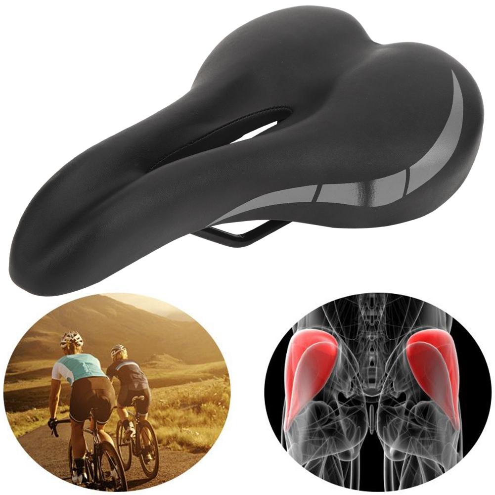 PU Leather Hollow Bicycle Saddle Folding Breathable Mountain Bike Cycling Seat CushionBlack