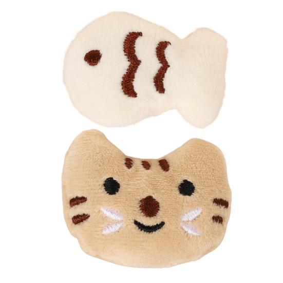 4Pcs Girl Hairpin Mini Plush Kitty Fish Design Secure Hold Hair Clip Side