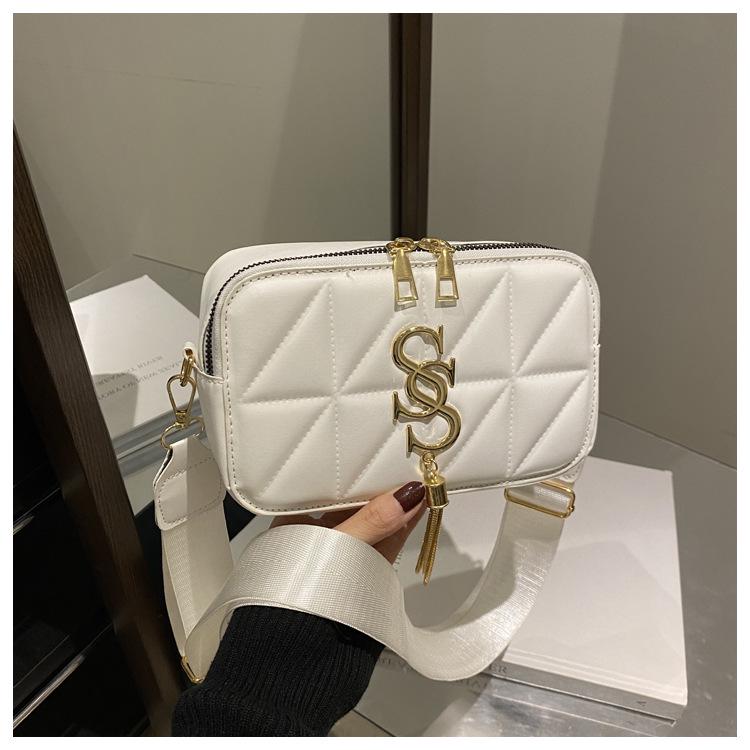 

2024 Ретро Корейский Стиль Сумка Кроссбоди с Широким Ремнем - Женская Модная Маленькая Квадратная Сумка на Плечо белый